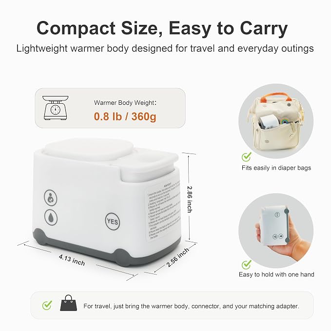 Portable Bottle Warmer Travel Bottle Warmer for Breastmilk with 6 Adapters Leak-Proof Baby Bottle Warmer
