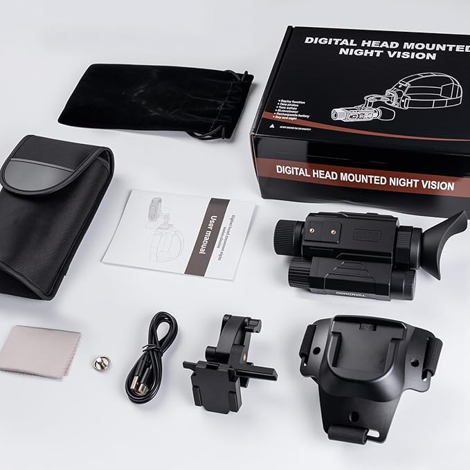 Head-Mounted Night Vision Monocular Digital Infrared Monocular for Camping Hunting