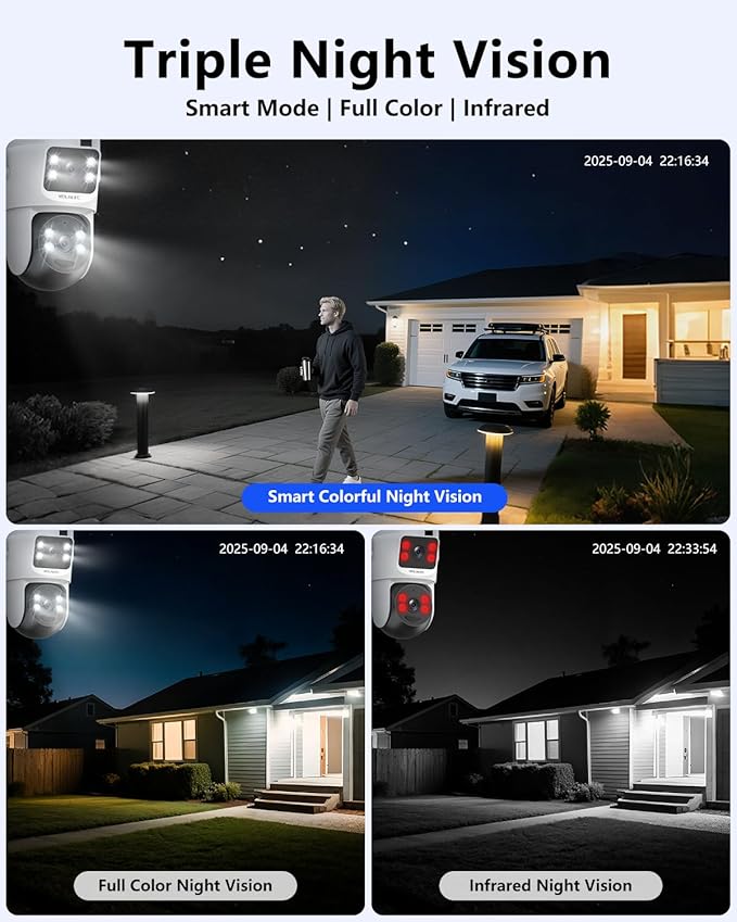 WEILAILIFE 【Auto Tracking & 2-Way Audio】 4MP Solar Powered Extend PTZ Camera, Wireless Outdoor Security Cameras, WiFi Home Video IP Camera(2 Pack)