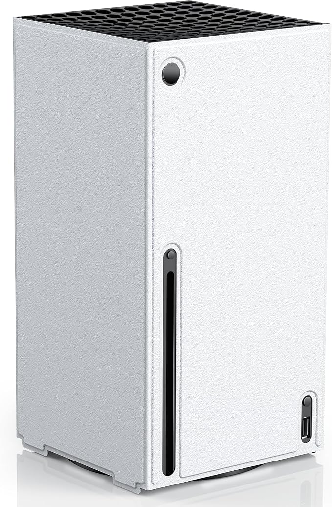 WOLIBEAR Magnetic Smart Wraps for Xbox Series X Console, Full Protection Protective Cover Case for Xbox Series X Accessories with Premium PU Leather and Soft Inner Lining - White
