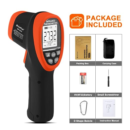 HOLDPEAK Pyrometer D:S=30:1, High Temp Infrared Thermometer -58℉~2732℉, Non-Contact Industrial Laser Thermometer Gun, Digital IR Temperature Gauge 2732 (NOT for Human)