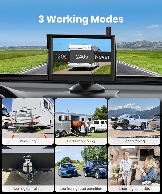 AUTO-VOX S4B Wireless Backup Camera Bundle: Includes 4PIN USB Cable & S4B CAM, Split-Screen Display, Quick Install, IP69K Waterproof, Ideal for Truck, Trailer, or Car