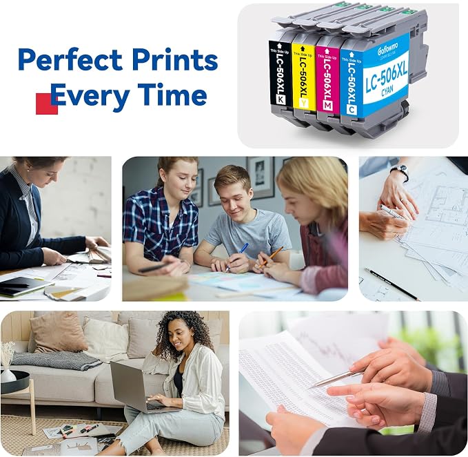 LC506XL LC506 Ink Cartridges for Brother Printer LC 506 XL 506XL LC506XL Inks Cartridges Compatible for Brother MFC-J4355DW MFC-J4555DW MFC-J4557DW Series Printer (4-Pack High Yield, BK/C/M/Y)