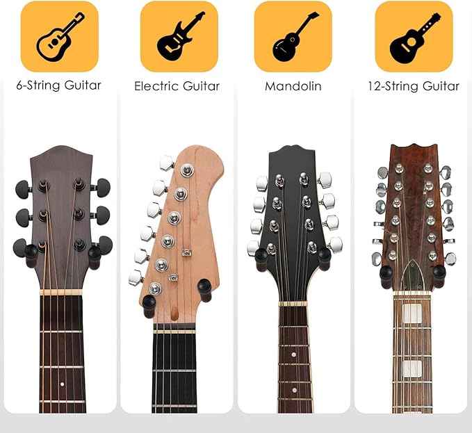 SNIGJAT Guitar Wall Mount 2 Pack, Guitar Hanger Wall Hook Holder Stand with Screws, Hardwood Mount Hanger for Acoustic Bass,Banjo, Mandolin