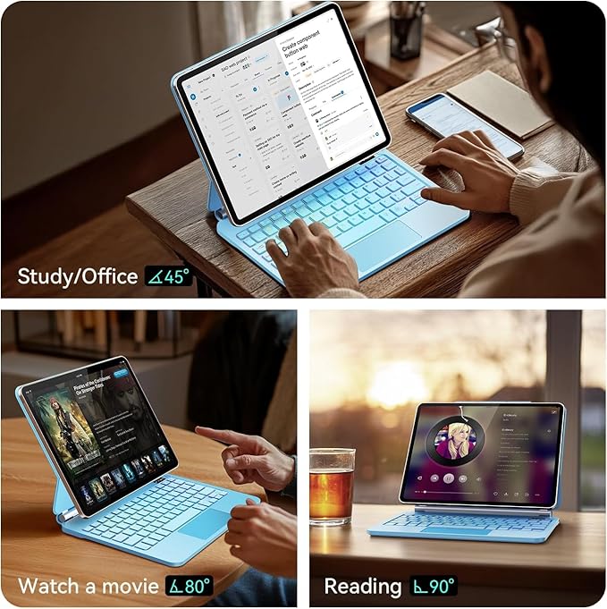 Keyboard Case for iPad Air 13-inch(M3/M2, 2025/2024) & iPad Pro 12.9-inch(6th/5th/4th/3rd Gen), Magic-Style Magnetic Keyboard Case with 7-Color Backlight, Multi-Touch Trackpad Keyboard for iPad