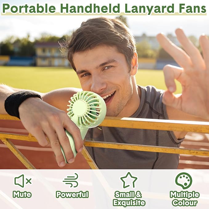 Rossesay 12 Pcs Mini Portable Fan Handheld Battery Operated Portable Small Personal Fans for Summer Beach Indoor Outdoor Travel Cooling Gift (Green,Pink,White)