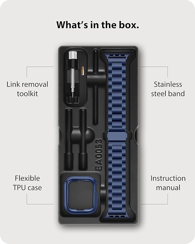 Fullmosa Metal Band Compatible with Apple Watch Bands 41mm 40mm 38mm, iWatch Band with Case for Apple Watch Series 9 8 7 6 5 4 3 2 1 SE3/2/1, Blue
