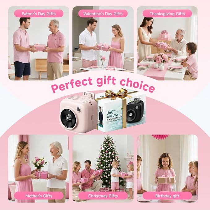 Portable Waist Fan, Rechargeable Wearable Fan w/ LED Display, 3 Speeds, 3000mAh Battery, 10H Runtime, Mini Turbo Airflow, Clip on Belt/Shirt/Hat,Travel Essentials Gift for Women,Makeup,Concert -1 PACK