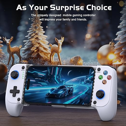 Mobile Game Controllers for iPhone/Android, Hall Effect Phone Controllers Support Phone Case,Game Controllers for Xbox,for PlayStation,Cloud/Steam Gaming (White)