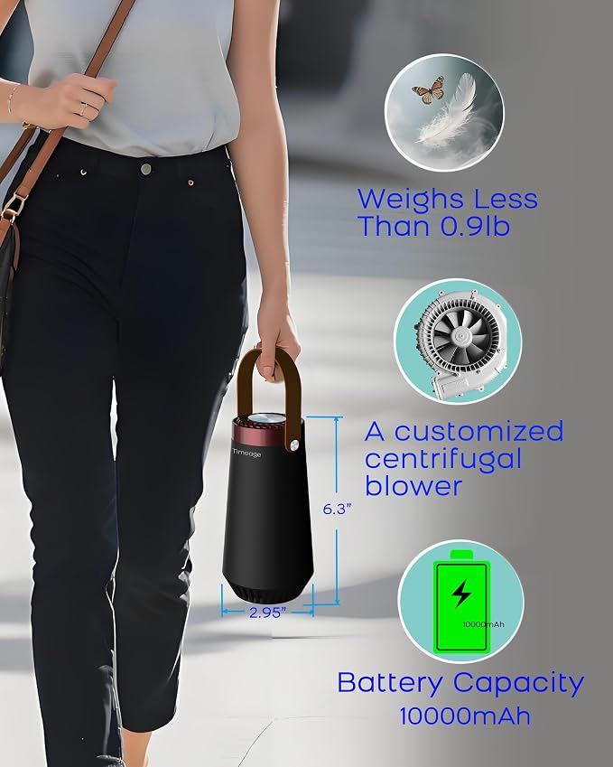 Ozone Odor eliminator,Ozone Generator Machine Plus Ionic Air Purifier for Car and Home to Remove Pet Odor,Smoke Smell,Dust Mites, Allergens, Portable Rechargeable Deodorizer, Filterless Red