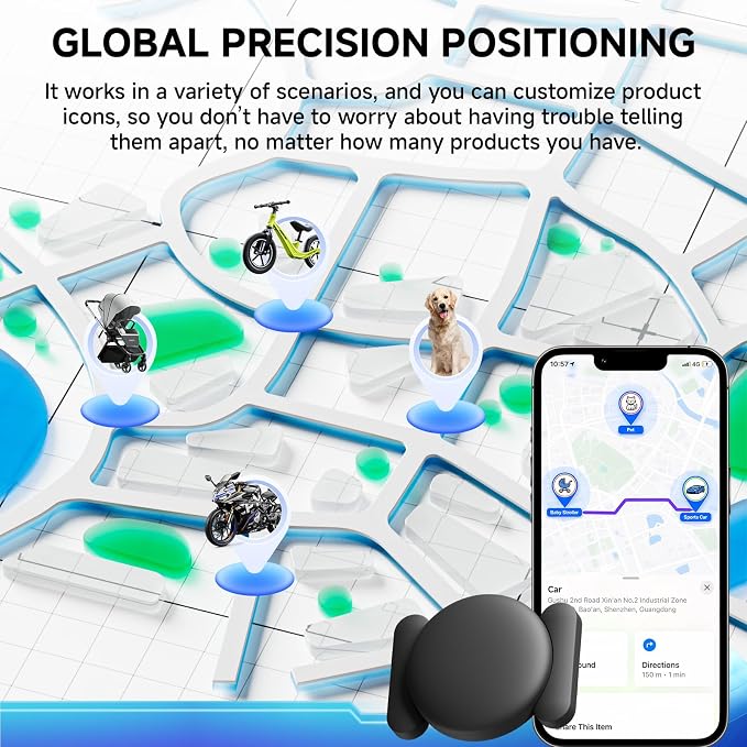 Mini Magnetic GPS Tracker for Vehicles No Subscription for iOS (1P) | Car GPS Tracker Portable GPS Tracking Device,Real-Time GPS Tracking for Kids, Car, Pets