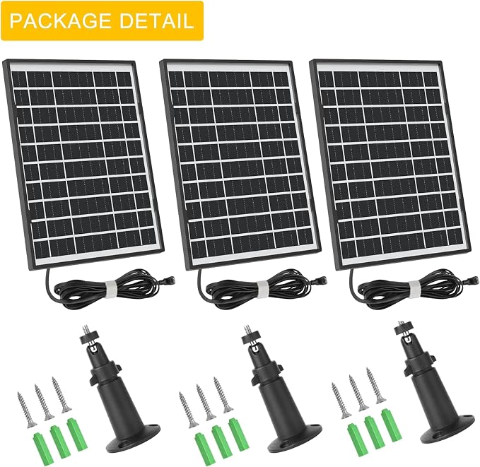 iTODOS 3 Pack 7W Solar Panel Compatible with Blink Outdoor 4 (4th Gen)/ (3rd Gen) XT3 and Blink XT/XT2 Camera,11.8Ft Outdoor Power Cable and Adjustable Mount