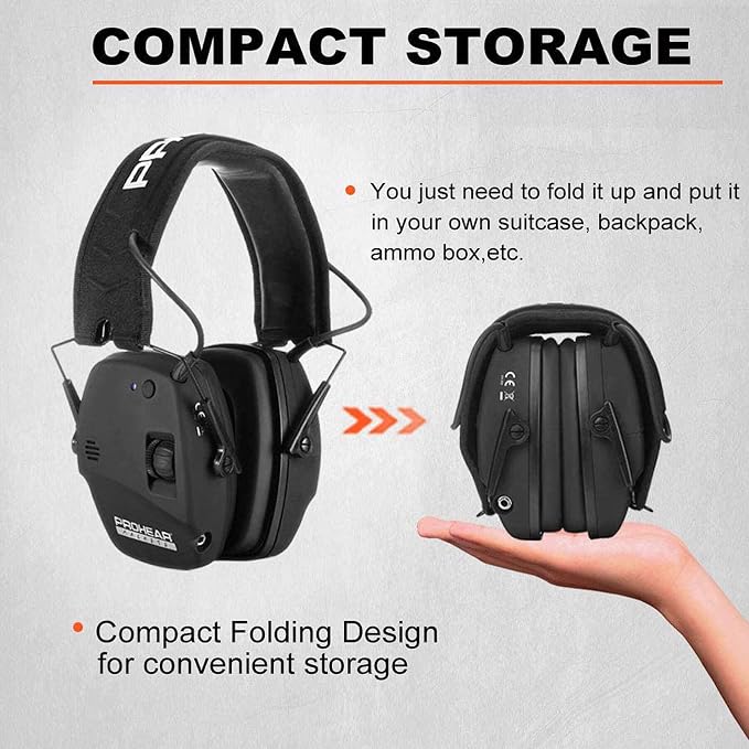 PROHEAR Ear Protection Safety Earmuffs for Shooting Noise Reduction Slim Hearing Protector