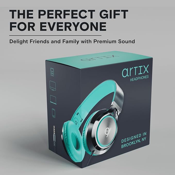 ARTIX CL750 Adults & Kids Headphones with Cord, Microphone & Volume Control - Wired Headphones with Mic, Plug In Teens Corded Head phones Wire for Laptop, Computer, Chromebook, iPad & Tablet 3.5mm Aux