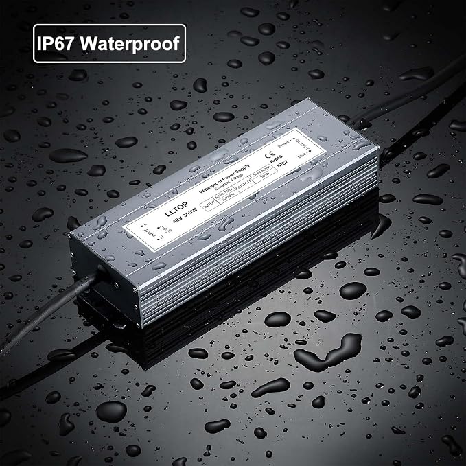 LLTOP 48v DC Power Supply 300w 6.25A Waterproof AC110v/120v to 48vdc Converter Constant Voltage Outdoor Transformer for Pump Humidifier LED Lights