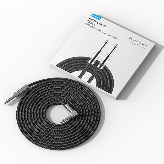 New Bee Guitar Cable 15ft Electric Instrument Cable Bass AMP Cord Straight to Straight for Electric Guitar, Bass Guitar, Electric Mandolin, Pro Audio, Black