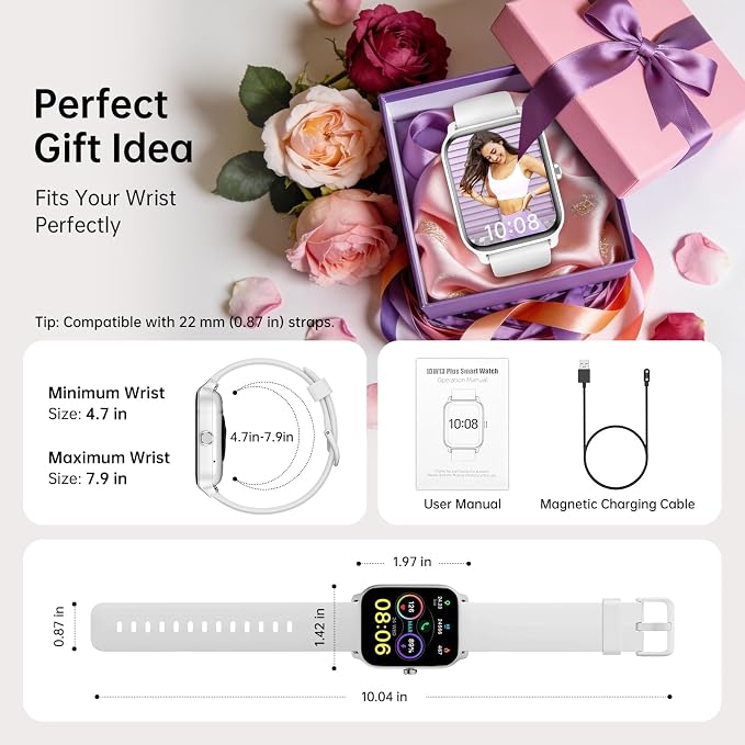 Tensky Smart Watch for Women/Men, 1.85'' HD Activity Smartwatch for iPhone/Android/Samsung, 100+ Sport Modes Fitness Tracker (Answer/Make Call), Alexa Built-in,Sleep/Heart Rate/SpO2 Monitor/Waterproof