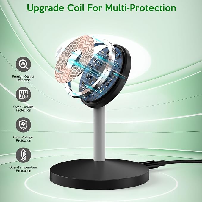 Wireless Charging Stand,2 Pack Wireless Charging Station Mag-Safe Charger Stand with 6Foot USB C Cable,iPhone Charger Stand Charging Station for iPhone 17 Pro Max/17Air/16 Plus/16 Pro Max/15/14/13/12