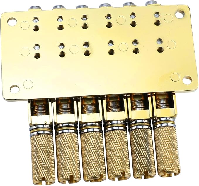 10.5mm Headless Electric Guitar Bridge Gold Headless Bass Guitar Bridge Brass Saddles Zinc Alloy Plate Electric Guitar Bridge 6 String Headless Guitar Bridge Fixed