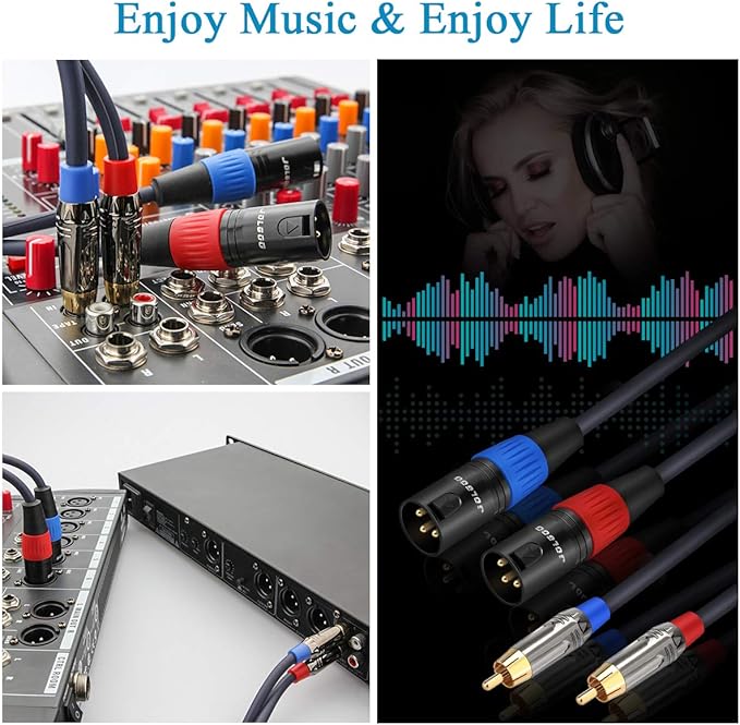 JOLGOO RCA to XLR Cable - Dual RCA to Dual XLR HiFi Audio Cable, 25 Feet, 4N OFC Wire, for Amplifier, Mixer, Microphone