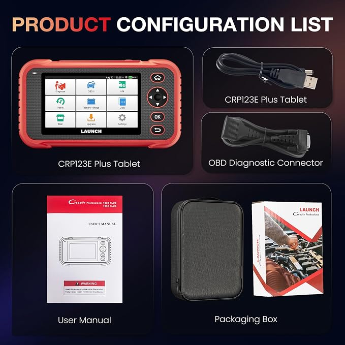 LAUNCH CRP123E Plus OBD2 Scanner, All System Car Diagnostic Scan Tool with Oil Reset, SAS Calibration, Throttle Adaptation,Support FCA,Lifetime Free Update