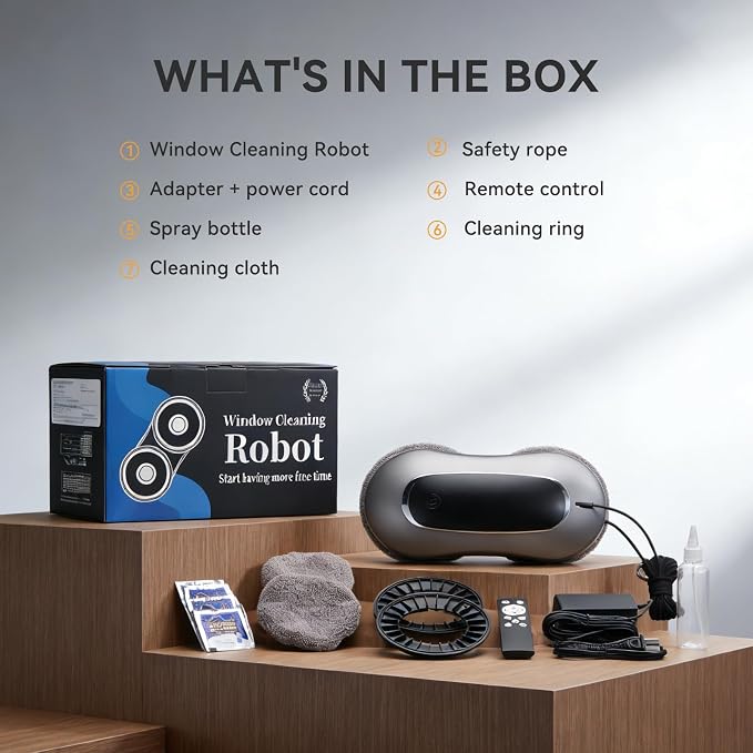 Window Cleaning Robot X11 Pro with Dual-Spray System 70ml Water Tank 3000Pa Strong Suction Auto Edge Detection 2 Cleaning Modes Remote Control for Frameless & Framed Glass