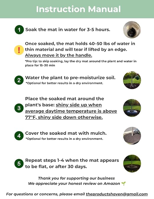 Smart Plant Watering Mat 24'' – Auto Tree Watering & Slow Release 30-Day Hydration | Vacation Plant Watering Device with Humidity Mat for Indoor Plants, Herbs & Small Trees (3 Mats/Pack)