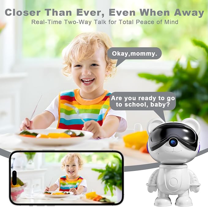 3K Indoor Security Camera for Home – Cute Bear Baby Monitor, Pet Camera & Nanny Cam, 5G/2.4G WiFi, AI Human & Pet Detection with Auto Tracking, IR Night Vision, Two-Way Audio, Privacy Mode, RTSP/ONVIF