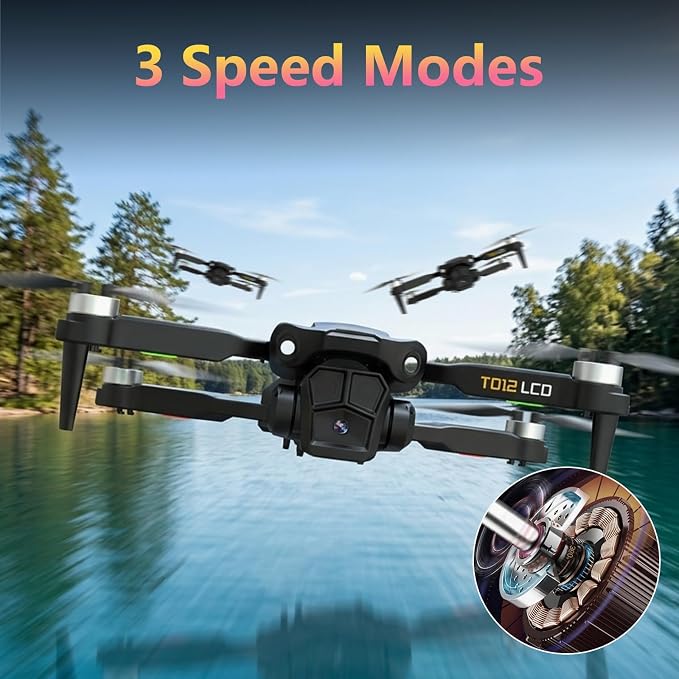 Drone with Camera LCD Screen RC FPV Drone with Brushless Motor Professional Live Video UHD, Drones for Adults Foldable Mini Quadcopter for Beginners, 360° Flips Support 32G SD Card MAX Under 250G Gifts