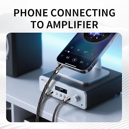 3.5mm TRS to Dual 6.35mm TS Y Splitter Audio Cord, 1/8 to 1/4 Stereo Cable with 6N OFC & 5μm 24K Gold-Plated Connectors,Braided Hi-Fi Cable for Audiophiles,Home Stereos(9.84ft/3m)