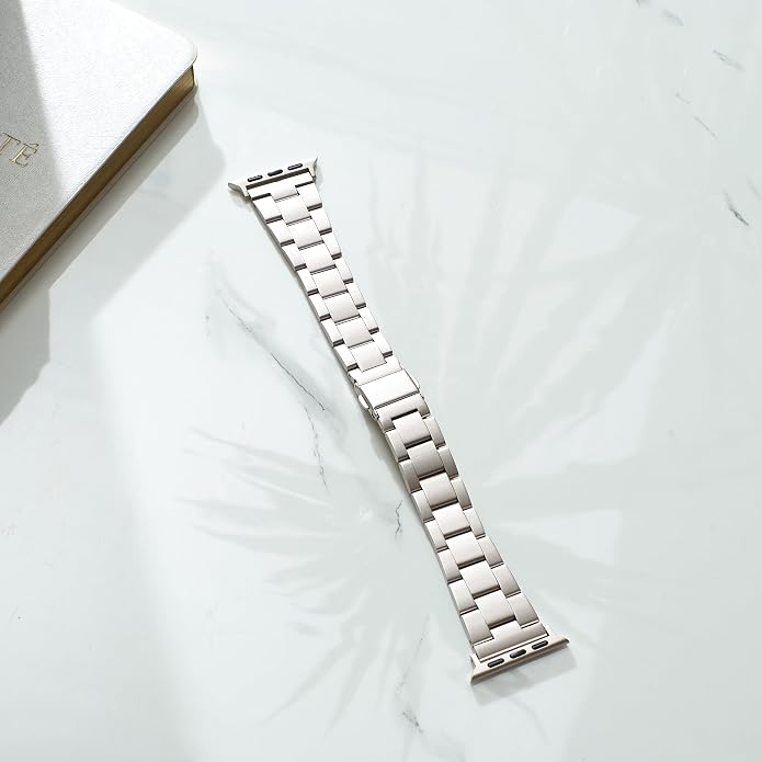 My Pretty Strap - Compatible Apple Watch Band Strap, Stainless Steel Fashion iWatch Replacement Strap- Easy Resizing, No Tool Needed, Fits Most Wrists- Compatible with Series 1-11, SE and Ultra