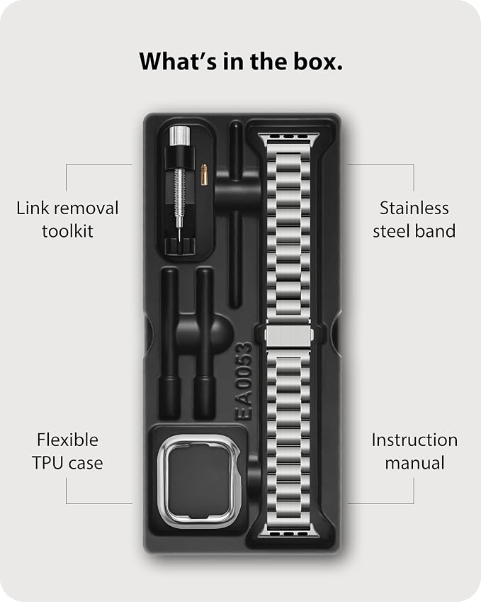 Fullmosa Metal Band Compatible with Apple Watch Bands Series 11 10 42mm, Stainless Steel Strap iWatch Band with Case for Apple Watch, Silver