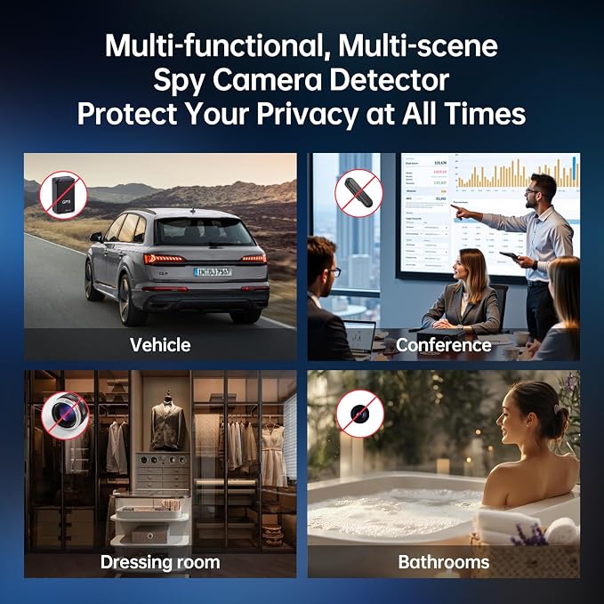 Multifunctional Hidden Camera Detector, GPS Tracker Detector & Camera Detector Spy Camera Finder,Bug Detector Listening Device Detector for Travel, Hotel, Car Privacy Protection