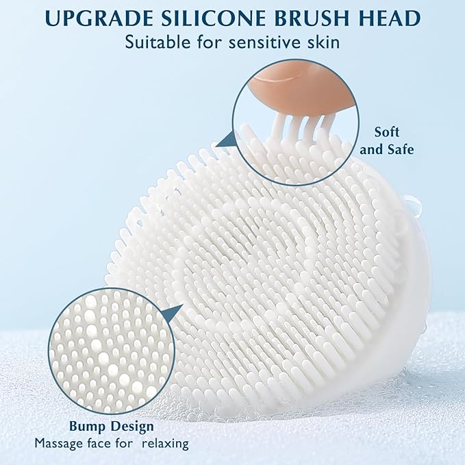 COSLUS Facial Cleansing Brush Silicone Face Scrubber:Electric Exfoliating Silicone Electric Exfoliator Scrubber