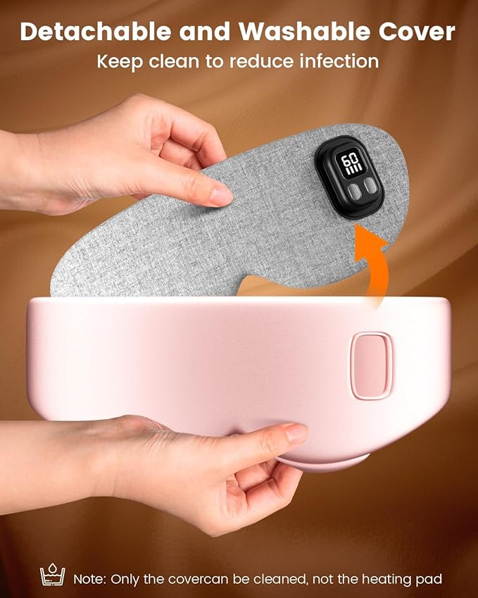 Heated Eye Mask - Cordless Eye Mask for Dry Eyes - Eye Heating Pad with LED Display, Eye Relief, 4 Temperature, Improved Sleep, Travel, Office, Includes Removable and Washable Shells Pink and Black