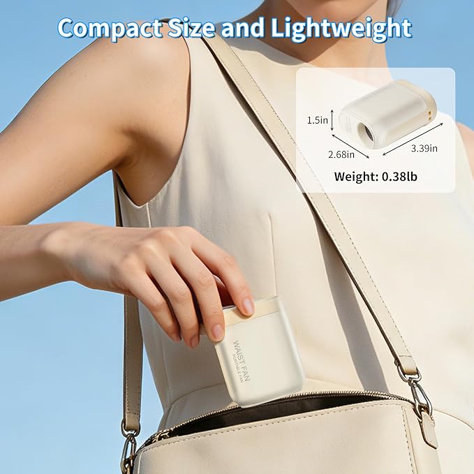 Portable Handheld Fan Rechargeable Hands-Free Hanging Neck Fan with Cold Compress LED Display 3000mAh 5 Speed 4 IN 1 Personal Fans for Hand, Neck, Desk, Clip, Outdoor, Travel, Beach, Makeup, Beige