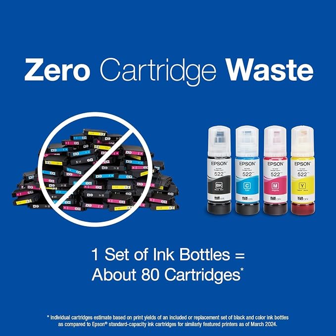 Epson 522 EcoTank Ink Ultra-high Capacity Bottle Black & Color Combo Pack (T522120-BCS) Works with ET-2720, 2800, 2803, 2840, 4700, 4800, 4810