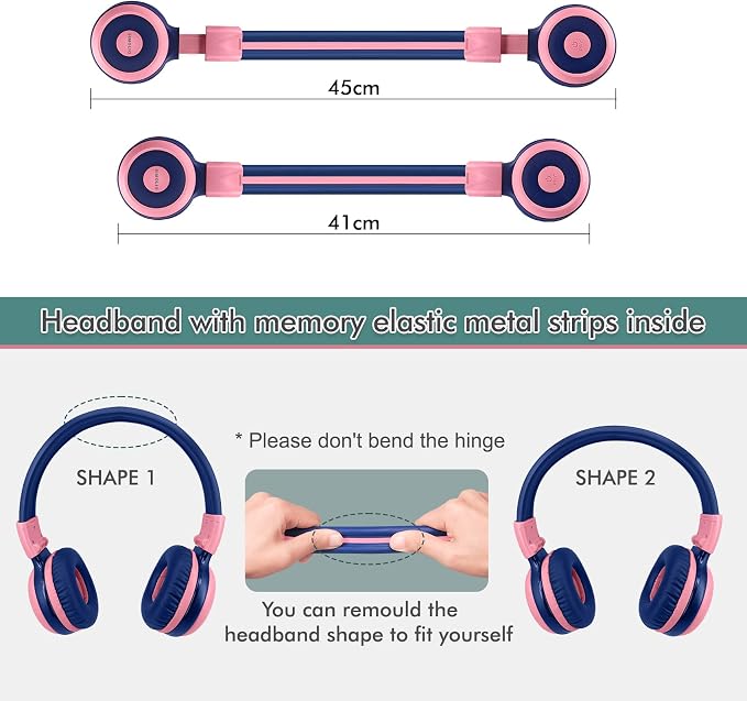 SIMOLIO 2 Pack Wireless Kids Headphones with Share Port, 75/85/94dB Volume Limiting, HD Mic, USB C Charging, Foldable Headphones with Travel Case for iPad Tablet School Airplane Boys Girls