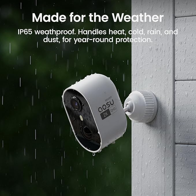 aosu Security Cameras Wireless Outdoor Home System, True 2K HD, Color Night Vision, Long Battery Life, Spotlight & Siren Alarm, Motion Detection, No Subscription Required, 2-Cam-Kit