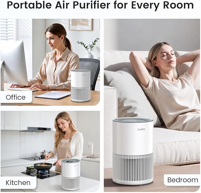 2 Pack Air Purifiers for Home Large Room up to 1200ft², LUNINO Air Purifier for Bedroom with H13 HEPA Washable Filter, Aromatherapy, Air Quality Sensor, Sleep Mode for Smoke, Dust, Pet Dander, Odor