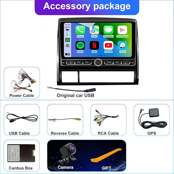 4+64G 5GWiFi Upgrade Car Radio for Toyota Tacoma 2005-2015, 9inch Android 13 Touch Screen Head Unit, Wireless Carplay Android Auto Double Din Stereo GPS Navigation Bluetooth FM SWC Truck Backup Camera