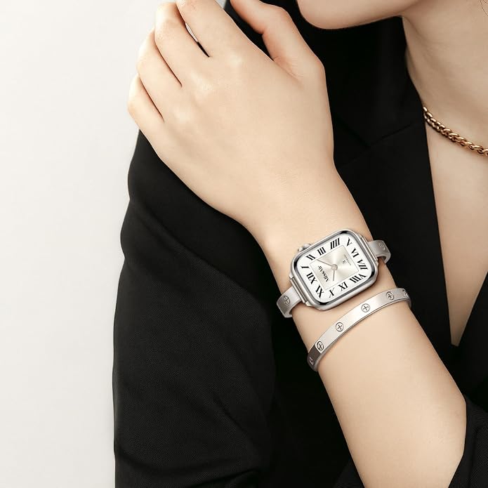 Missair Slim Bands Compatible with Apple Watch 38mm 40mm 41mm 42mm 44mm 45mm 46mm 49mm for Women, Thin Bracelet Dressy Designer Stainless Steel Metal Strap for iWatch Series 11 10 9 8 7 6 5 4 SE Ultra