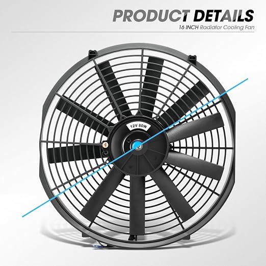 DNA Motoring 16 Inch High Performace Electric Cooling Slim Radiator Fan with Mount Kit, Black, 2PCS, RAF-16+FMK-X2