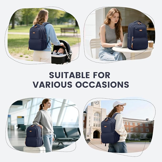 GOLF SUPAGS Lunch Backpack 16 Inch Laptop Backpack with Insulated Cooler Lunch Box Food Bag for College Work Camping Picnics (Navy Blue)