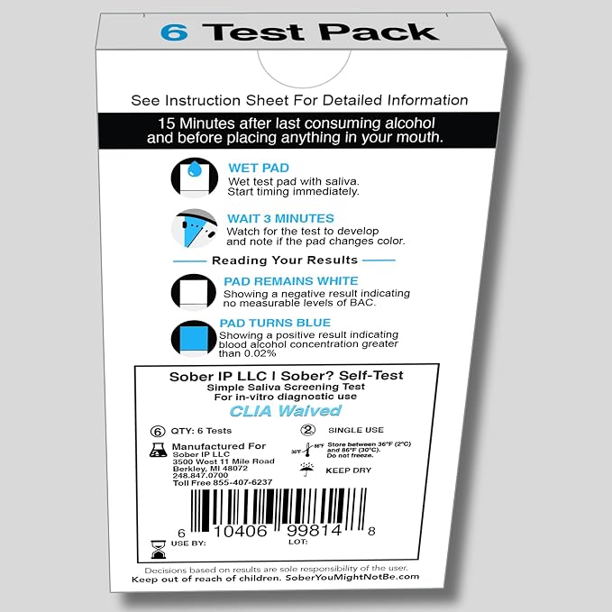 FDA Cleared Saliva Alcohol Test Strip, Highly Accurate BAC Self‑Test, 2–3 Minute Results, Portable & Discreet Sober Test Anywhere (6)