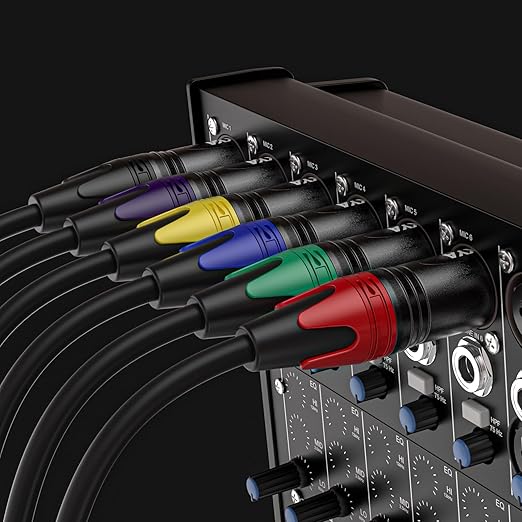 EBXYA XLR Cables, 15 Feet 4-Pack XLR Male to Female Microphone Cable, 3-Pin Balanced XLR Speaker Cable, Multi-Colored Mic Cord for Mic Mixer, Speaker Systems, Radio Station, Podcast