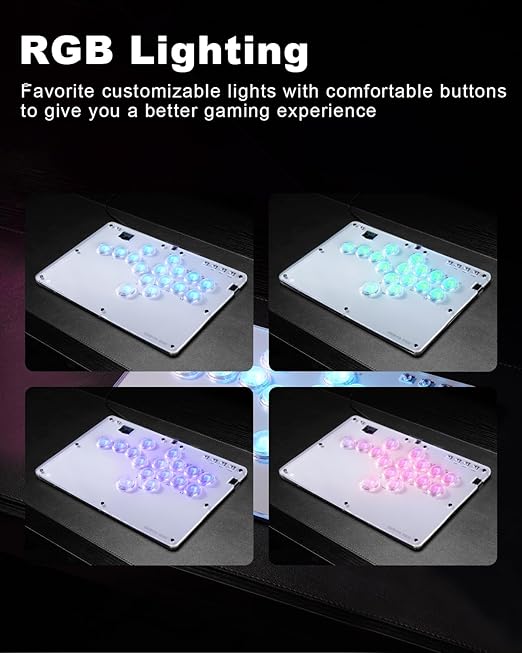 ONEED Haute42 Leverless Controller Arcade Stick R16: Leverless Controller with Rims,Leverless Arcade Stick for PC/PS4/Switch Game,Crystal Low-Profile Switch FightPad Support Hot Swap & SOCD