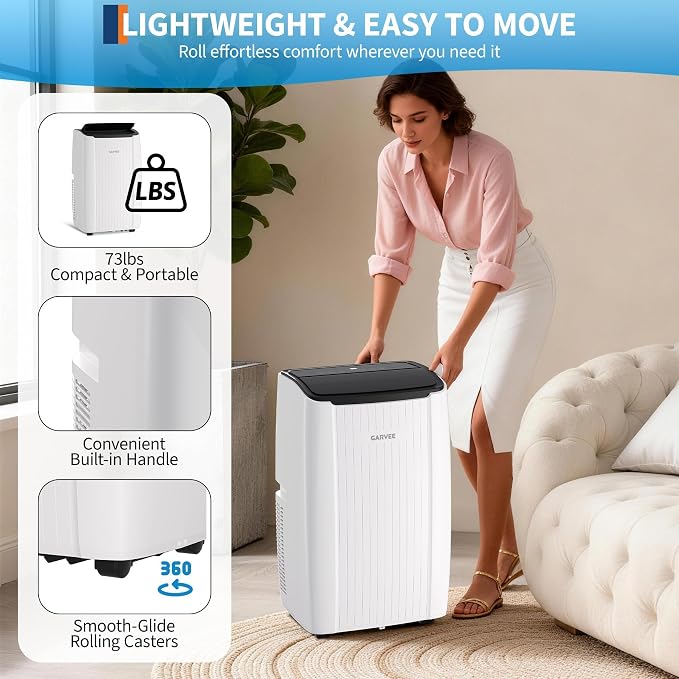 Garvee Portable Air Conditioner, 14000 BTU Portable AC Unit with Dehumidifier, Fan and Remote Control, Energy Efficient Indoor AC Conditioner for Rooms Up to 700 Sq. ft., for Bedroom