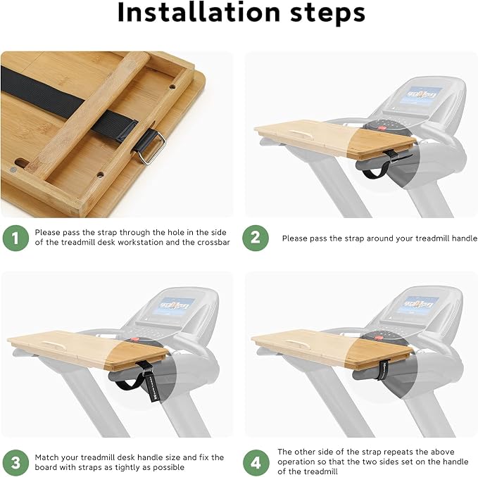 Nnewvante Treadmill Desk Attachment Bamboo Walking Laptop Stand Holder Workstation Adjustable Desktop Laptop Tray for Treadmill
