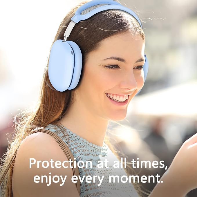 Silicone Case Cover for AirPods Max Headphones,Ear Pad Case Cover/Ear Cups Cover/Headband Cover for AirPod Max 2/1(2026/2024/2020)(USB-C/Lightning),Silicone Accessories for Apple AirPod Max 2,Sky Blue